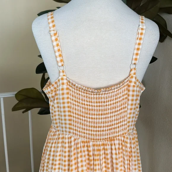 Torrid Midi Challis Skater Yellow Plaid Dress 0/L US 12 - Picture 10 of 16